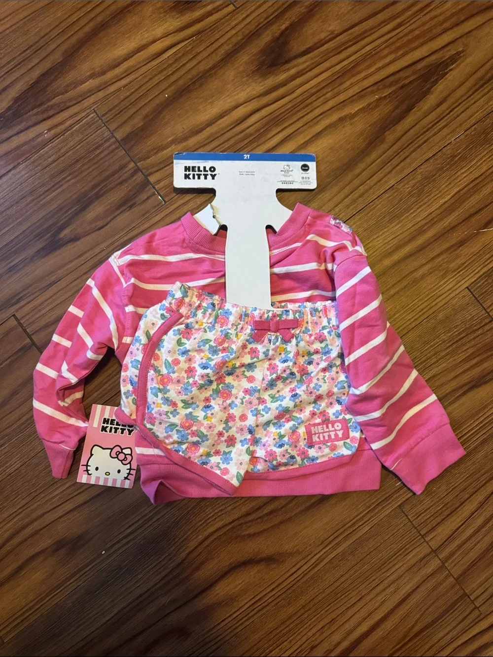 Hello Kitty Pink and White Striped Girls Sweatshirt with Plush Crossbody